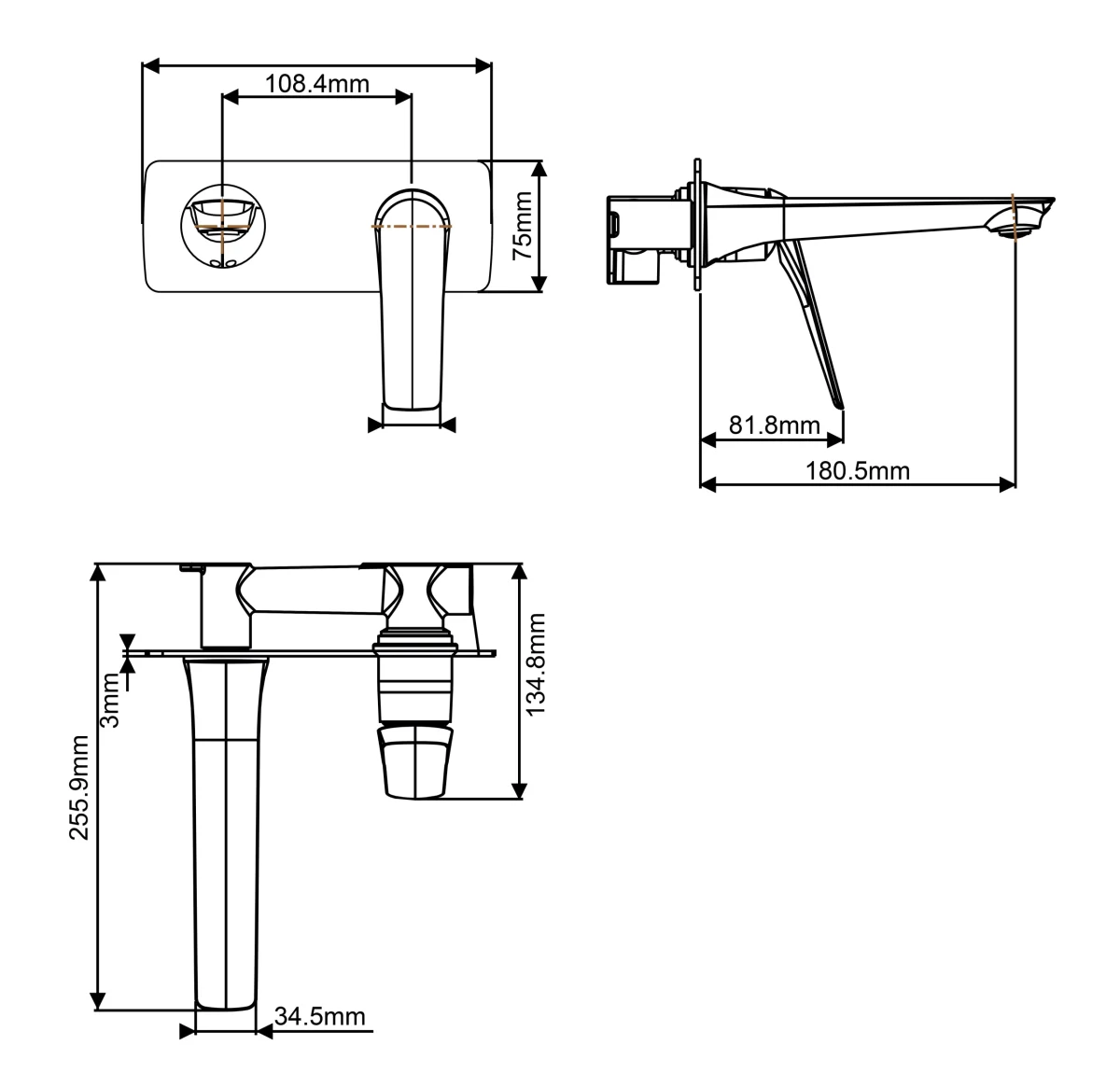 Wall Mixer with Spout - Image 2