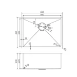 600 Brushed Brass PVD Single Bowl Kitchen Sink (with Bottom Grid) - Image 2