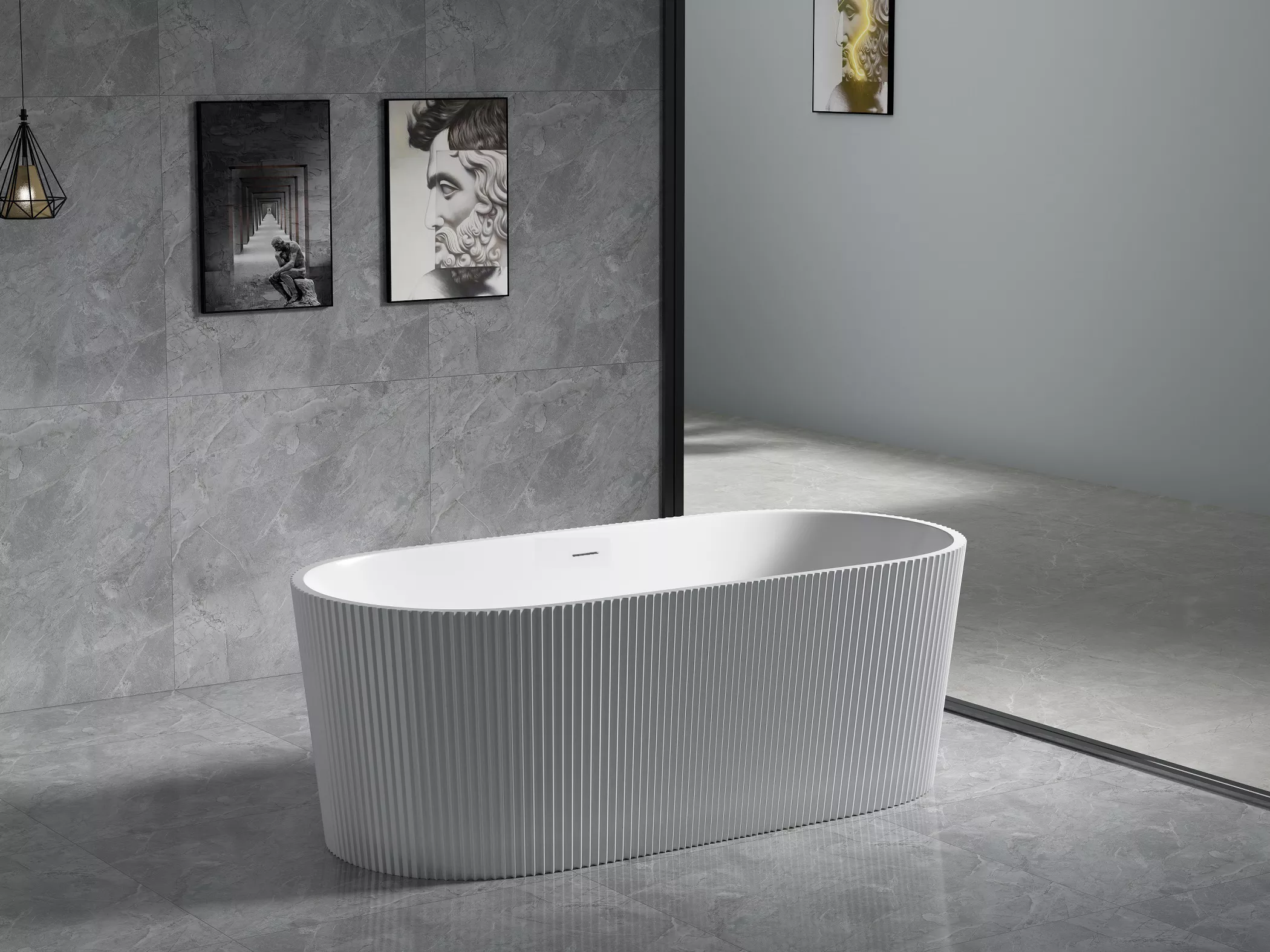 lk-fa1705-of-view-69296ed93025d Agena Fluted Acrylic Free-Standing Bath with Overflow - Image 1