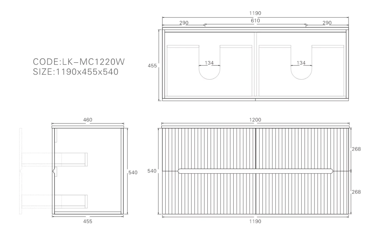 Cabarita Morden Wall Hung PVC Cabinet, Matte White LK-MC1220W-MW - Image 3