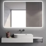 Curved Rim Rectangle LED Mirror