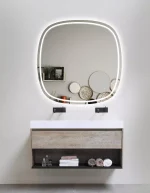 Rounded Edge Acrylic Front & Backlit LED Mirror (White Frame, 3-Color Touch Sensor) - Image 2