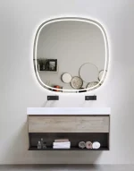 Rounded Edge Acrylic Front & Backlit LED Mirror (White Frame, 3-Color Touch Sensor)