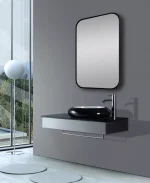 Framed Rectangular Mirror – Matte Brushed Nickel, Black & Gold (Non-Luminous) - Image 2