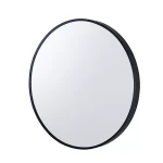 Black Aluminum Framed Round Bathroom Wall Mirror with Brackets