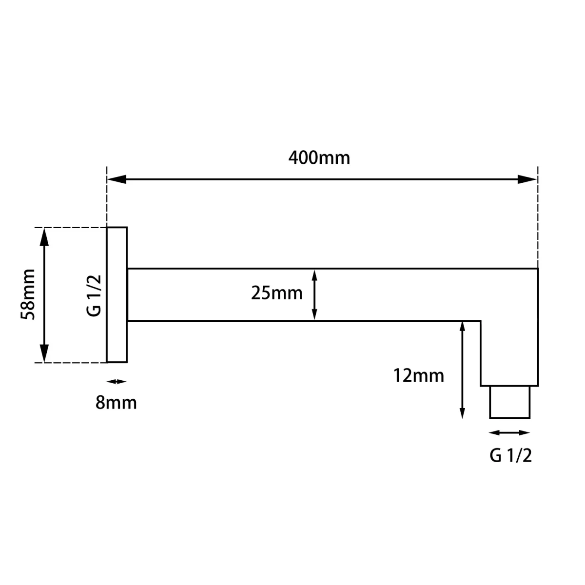 Square Wall Mounted Shower Arm - Image 2