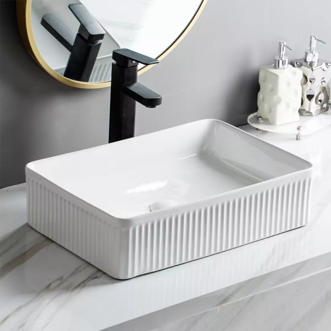 cfa-693616043189d Crete Flueted Fine Ceramic Above Counter Basin LK-CFA - Image 1