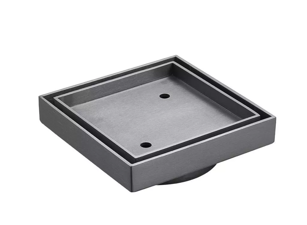 d444gm-692fff60512df Gun Metal Slim Square Tile Insert Floor Drain (90mm outlet)D444GM - Image 1
