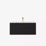 Sedona Matte Black Fluted Wall Hung PVC Cabinet LK-MS750W-MB