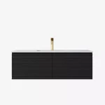 Sedona Matte Black Fluted Wall Hung PVC Cabinet LK-MS1221W-MB