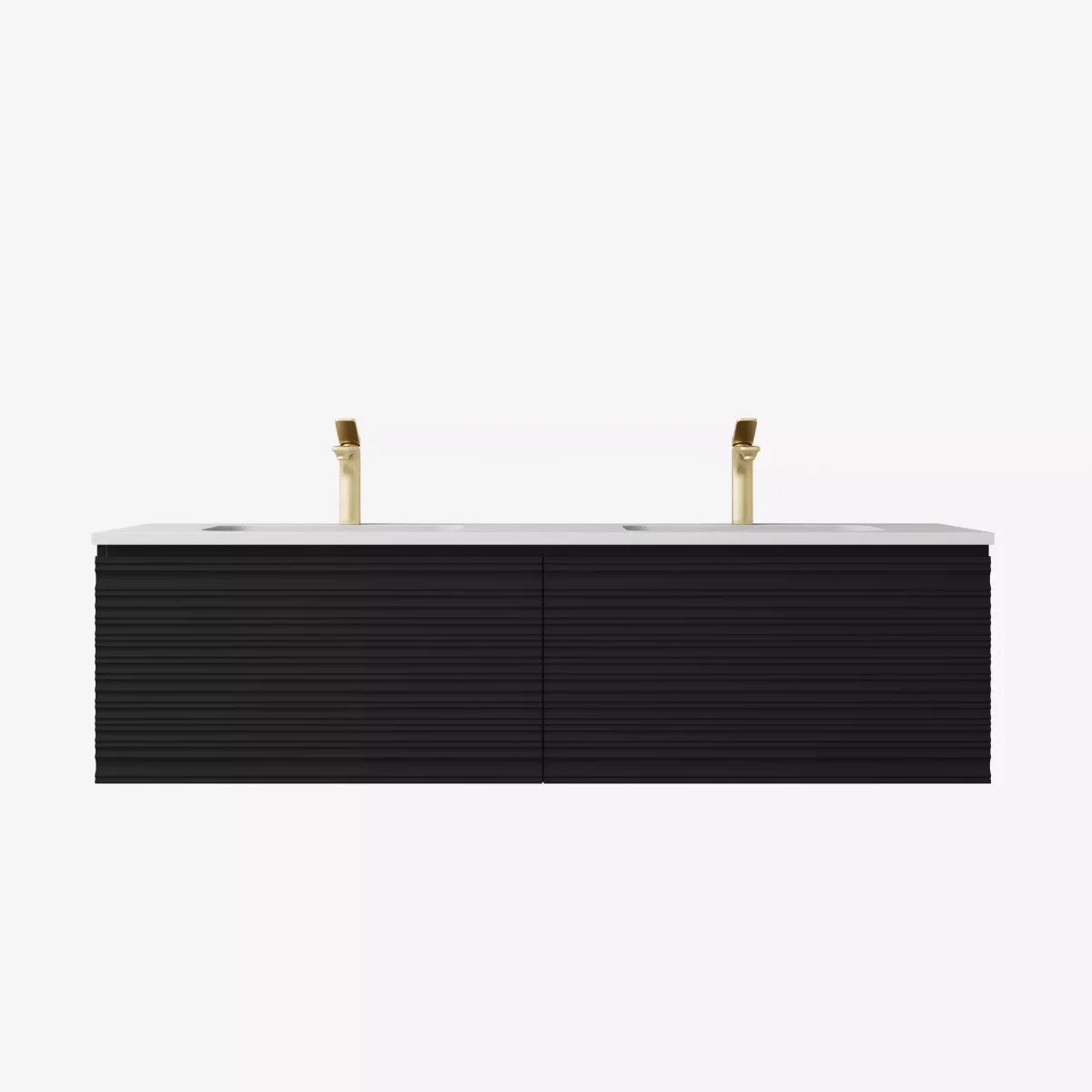 Sedona Matte Black Fluted Wall Hung PVC Cabinet LK-MS1521W-MB - Image 2