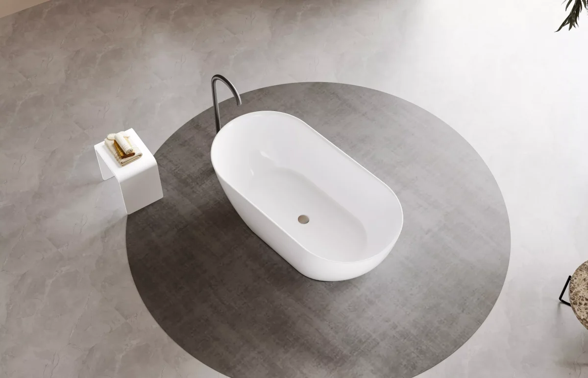 Ellips Slim Acrylic Free Standing None Overflow Bathtub LK-EL - Image 4