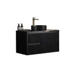 Crete Modern Wall Hung Vanity Matte Black LK-MC94LW-MB